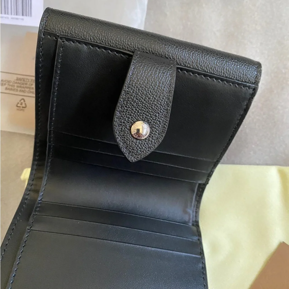 NWT Burberry Luna black grained leather small coin pouch snap wallet - Picture 5 of 6